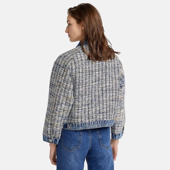 NWT M2 by Mocha crystal tweed short denim jacket, L - Picture 2 of 11